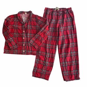 Forever 21 Girls Red Tartan Plaid Sleepwear Set size 9/10